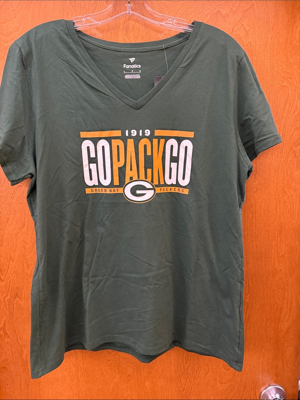Fanatics Green Bay Packers GO PACK GO V-Neck Tee - Green/Gold/White